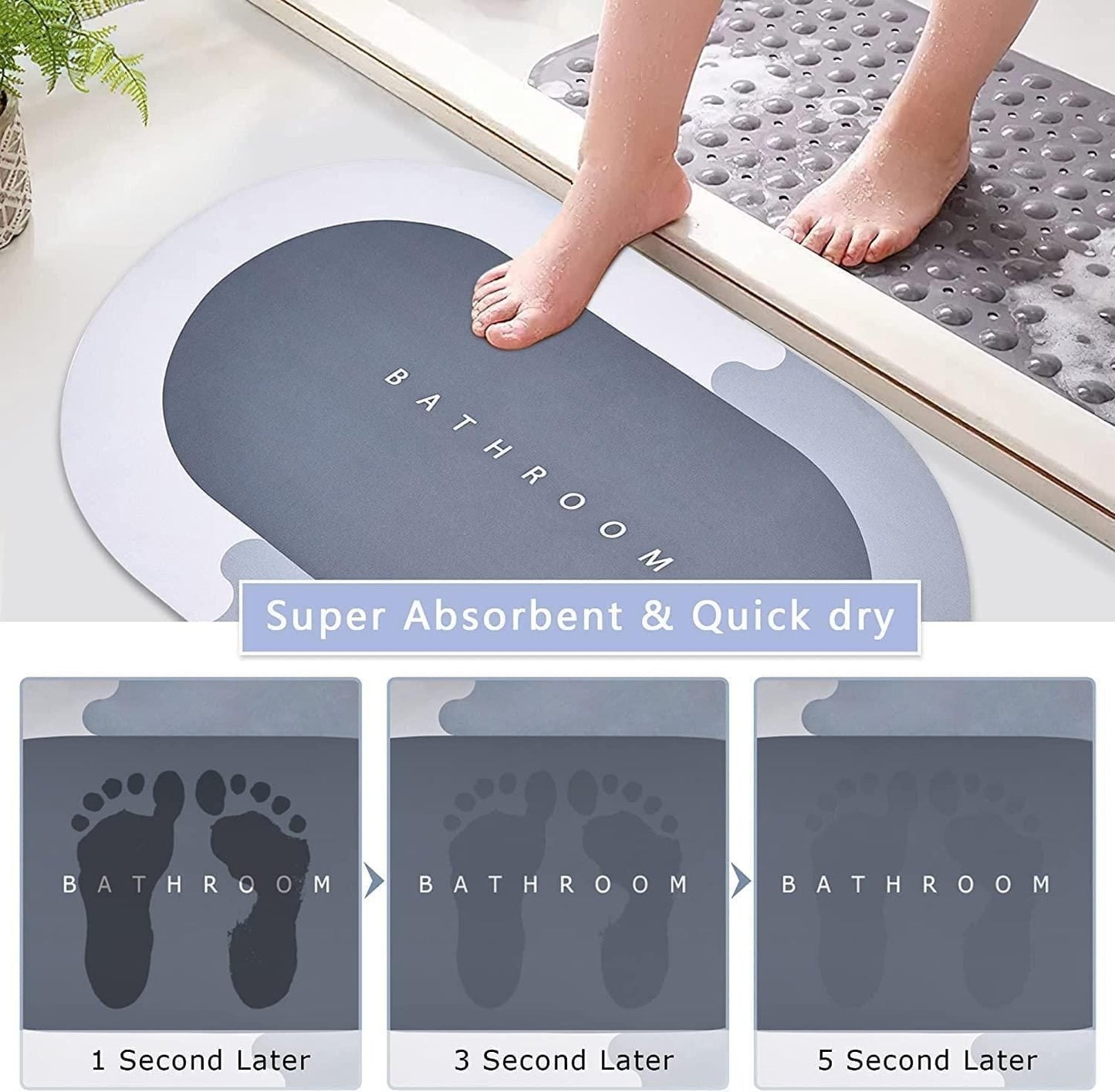 EverDry™ Comfort Mat Non Slip, Quick Dry Bath Mat for Door/Room/Bathroom/Kitchen/Lobby Flynkz